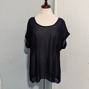 Lane Bryant Women Black Doman Sleeve Seethrough Oversized Blouse Size 14/16